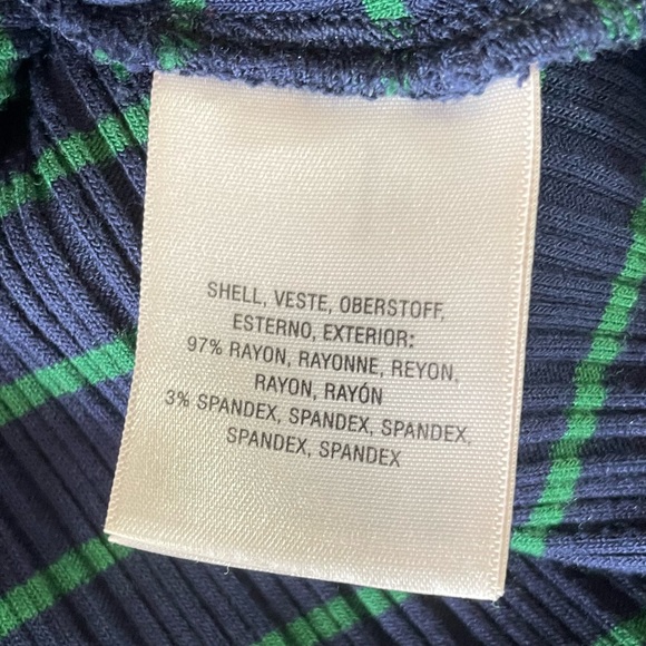 MAEVE BY ANTHROPOLOGIE KNIT PULLOVER FLUTTER HEM DRESS, NAVY/GREEN SZ XS - Picture 3 of 12